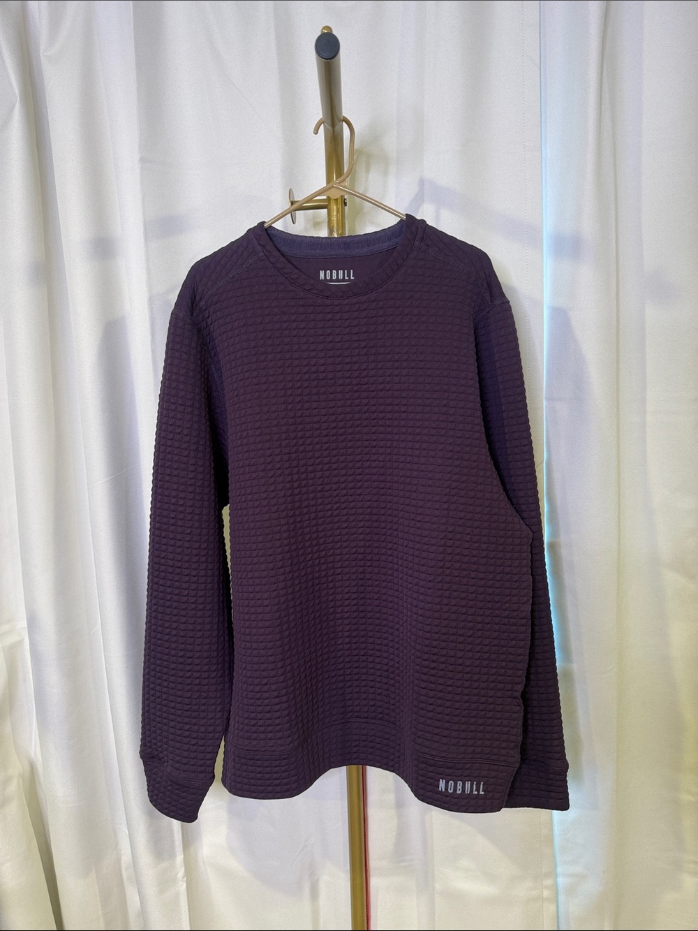 NOBULL Men's LARGE Waffle Crewneck Sweater - Dark Purple
